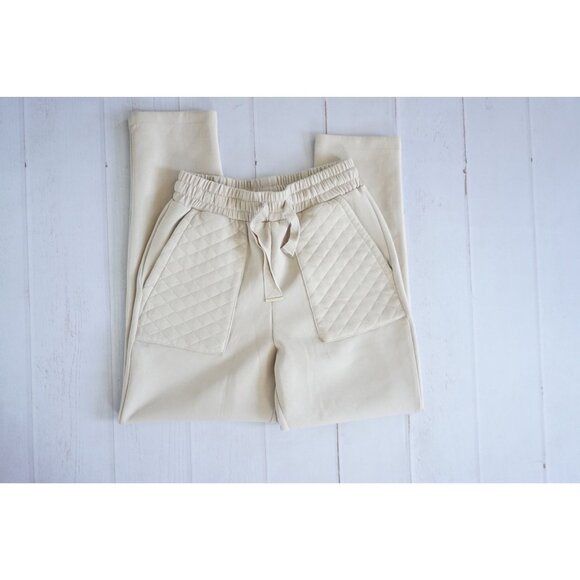 MNG Womens Beige Quilted Pocket Joggers - Size S - Picture 1 of 7